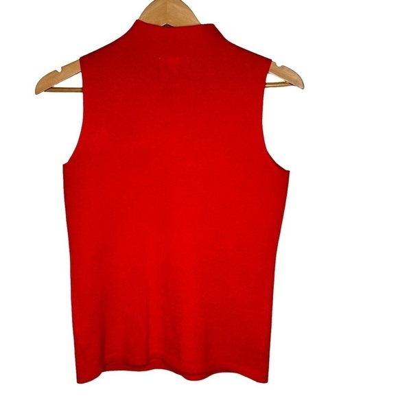 Nine West Women’s Orange Mock Neck Sleeveless Pull On Knit Top Size XS Stretch - Picture 5 of 12
